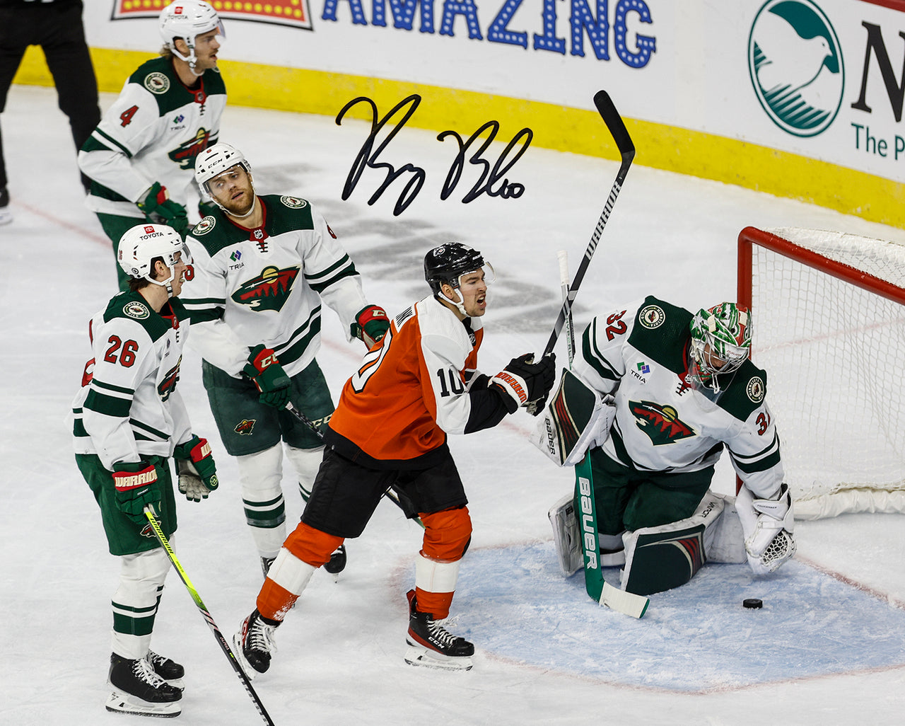 Bobby Brink First Career Goal Autographed Philadelphia Flyers 8" x 10" Hockey Photo