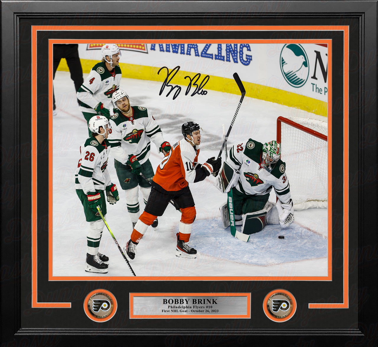 Bobby Brink First Career Goal Autographed Philadelphia Flyers 11" x 14" Framed Hockey Photo