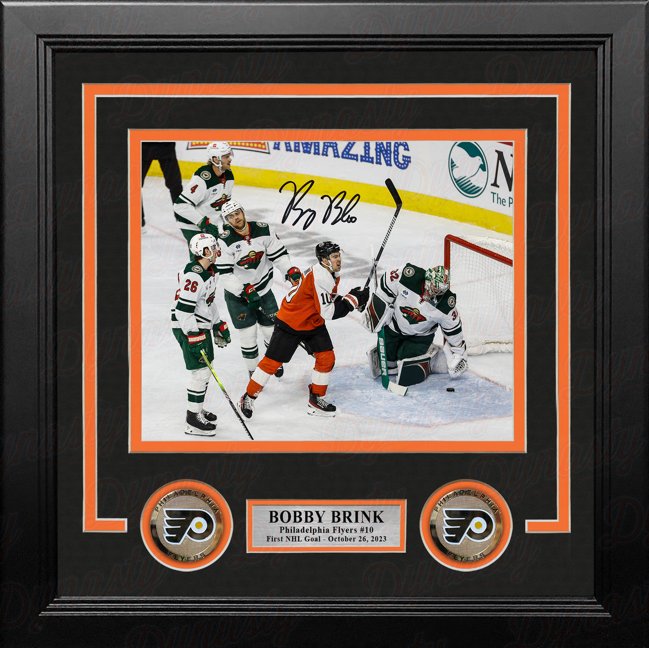 Bobby Brink First Career Goal Autographed Philadelphia Flyers 8" x 10" Framed Hockey Photo