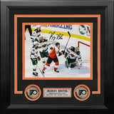 Bobby Brink First Career Goal Autographed Philadelphia Flyers 8" x 10" Framed Hockey Photo - Dynasty Sports & Framing 