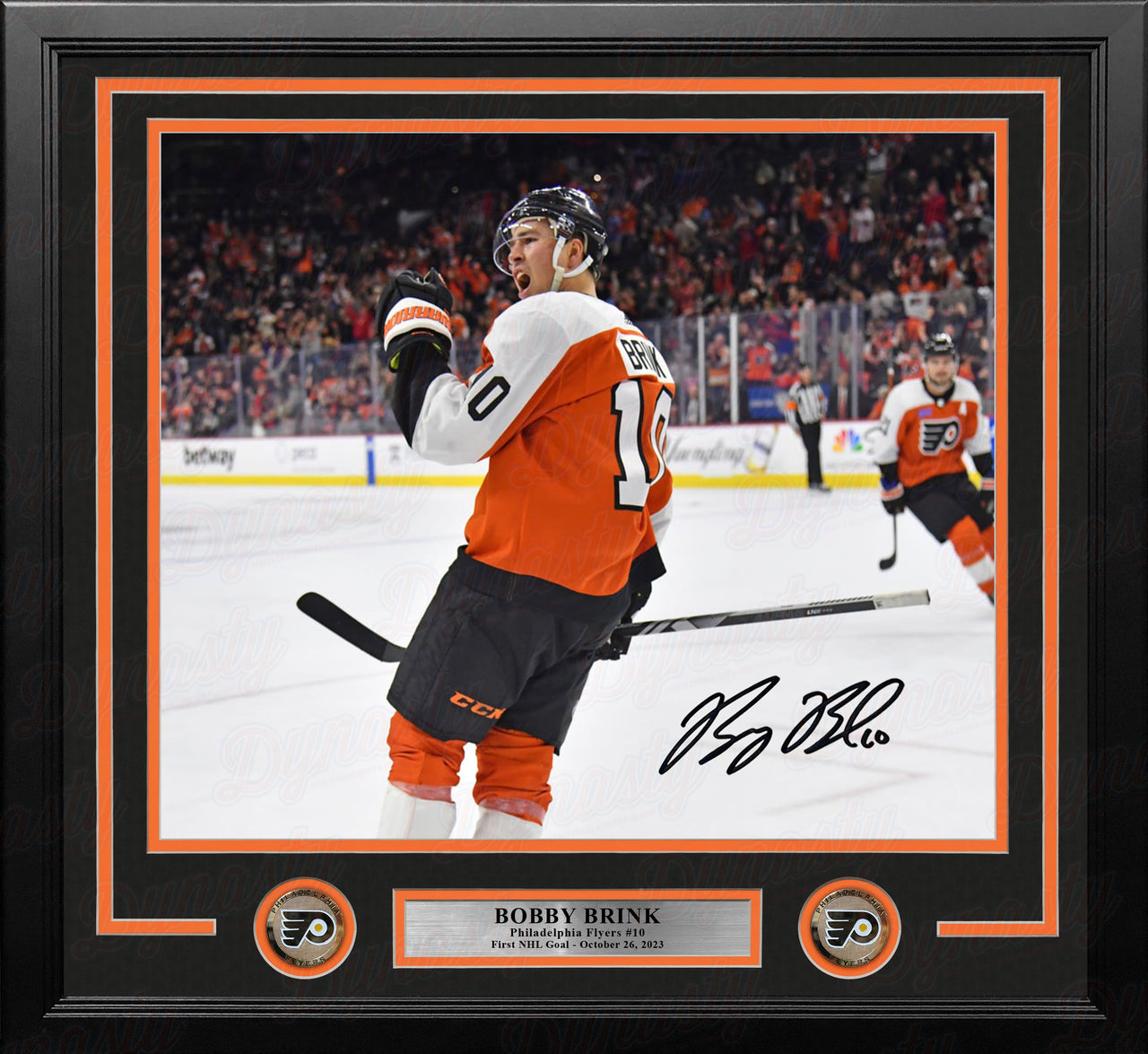 Bobby Brink Fist Pump Autographed Philadelphia Flyers 11" x 14" Framed Hockey Photo