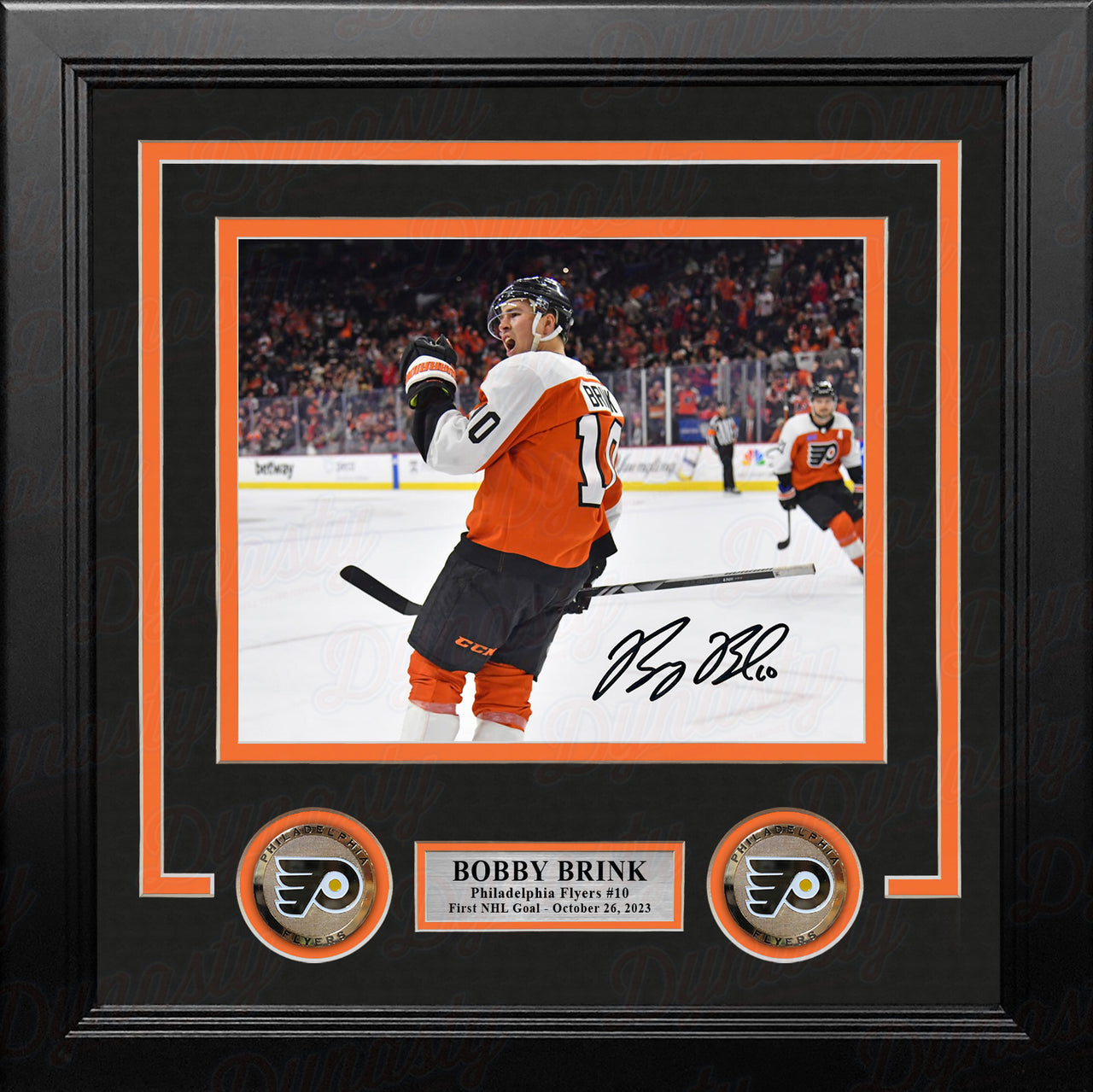Bobby Brink Fist Pump Autographed Philadelphia Flyers 8" x 10" Framed Hockey Photo