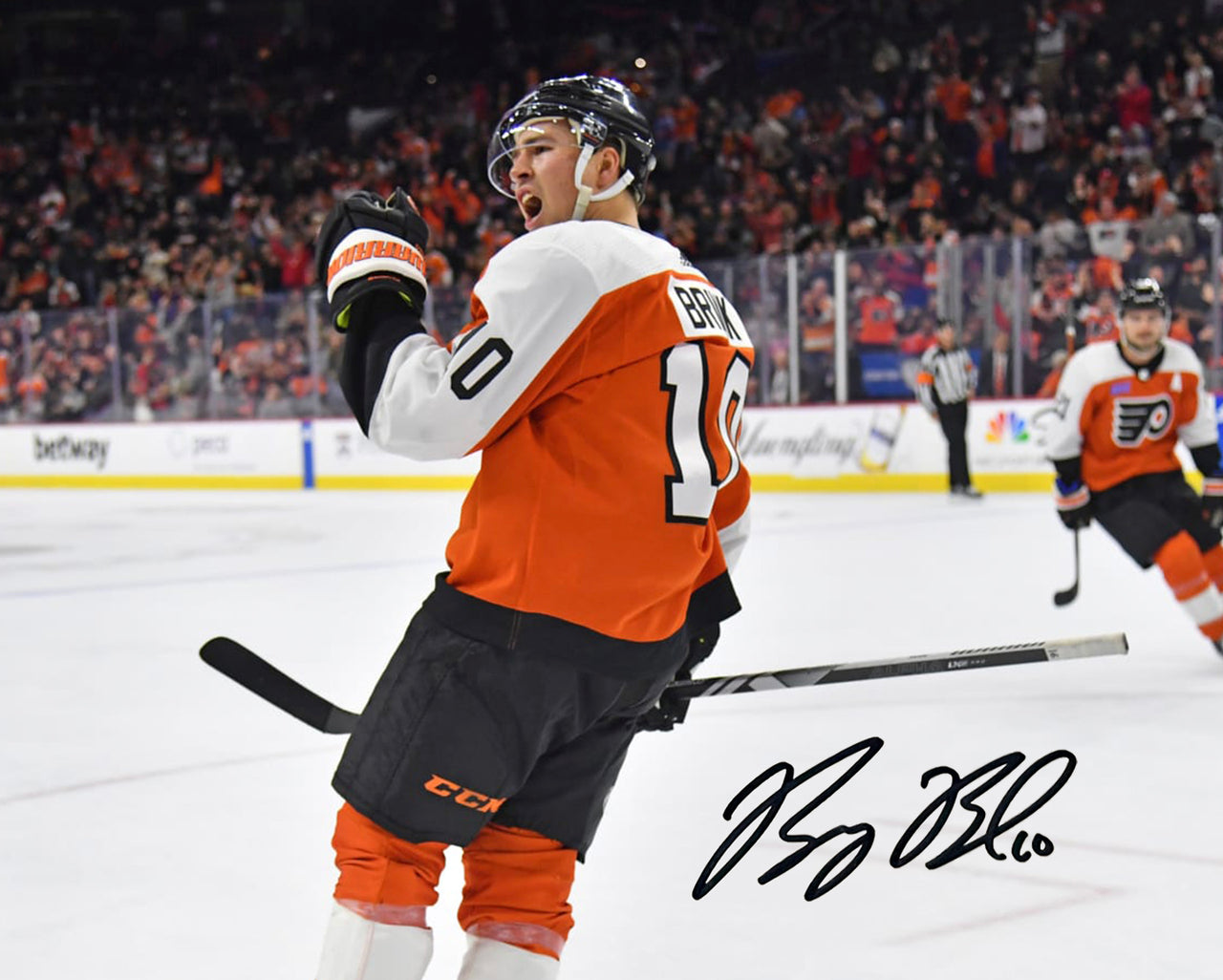 Bobby Brink Fist Pump Autographed Philadelphia Flyers 8" x 10" Hockey Photo