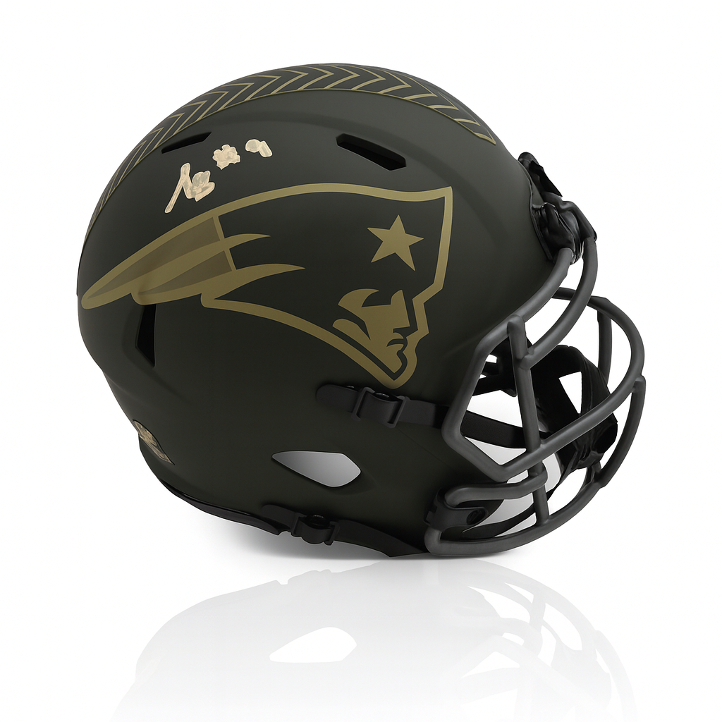 Kayshon Boutte New England Patriots Signed Salute to Service Mini-Helmet