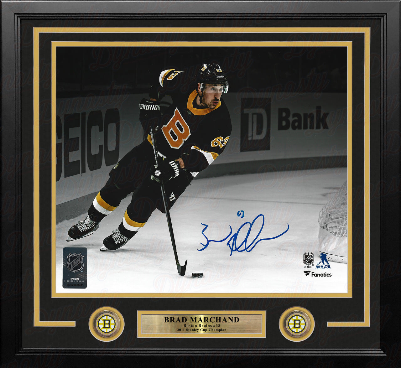 Brad Marchand Alt. Jersey Boston Bruins Autographed 11x14 Framed Hockey Blackout Photo - Blue Ink