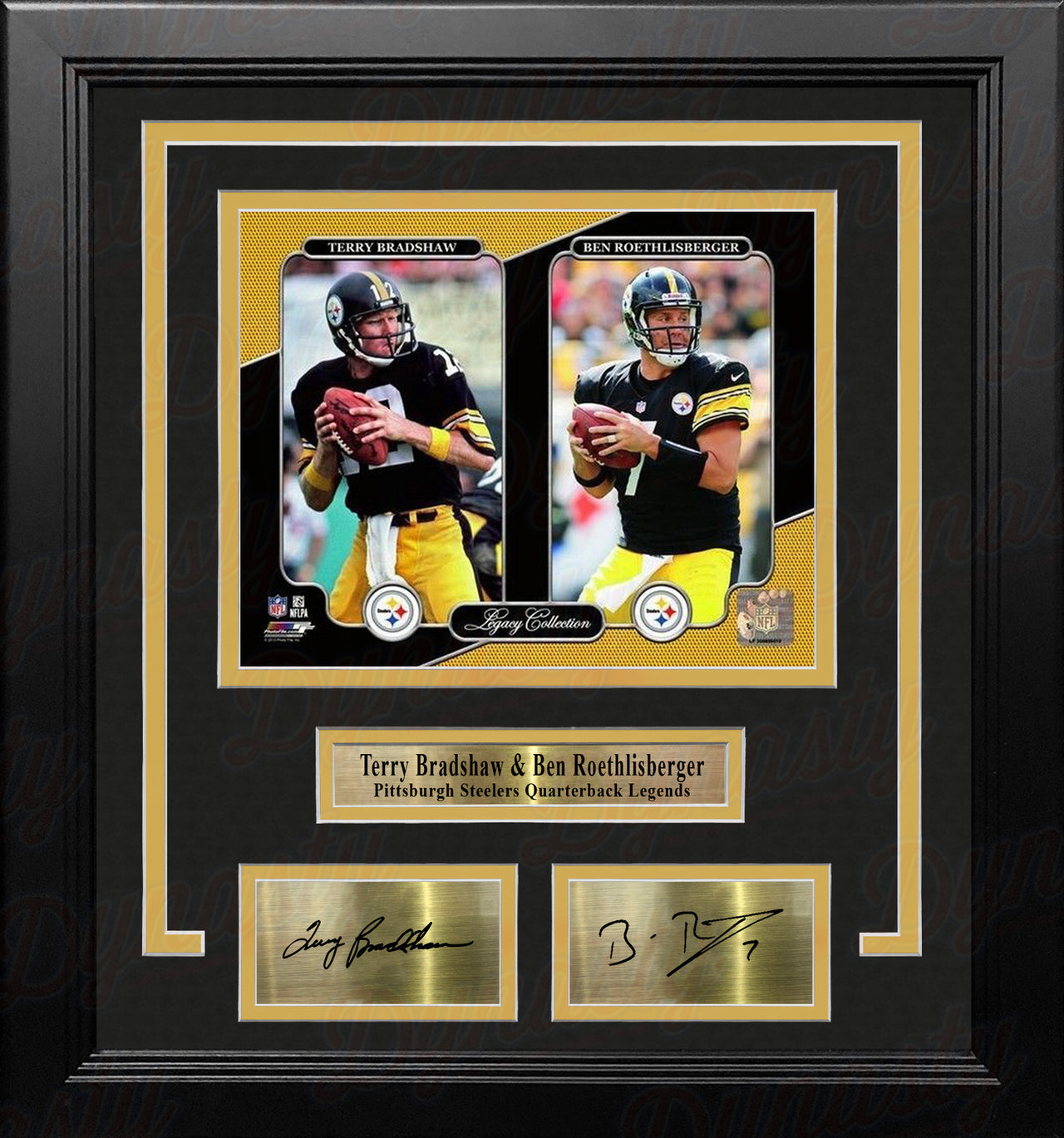 Terry Bradshaw & Ben Roethlisberger Pittsburgh Steelers 8x10 Framed Photo with Engraved Autographs