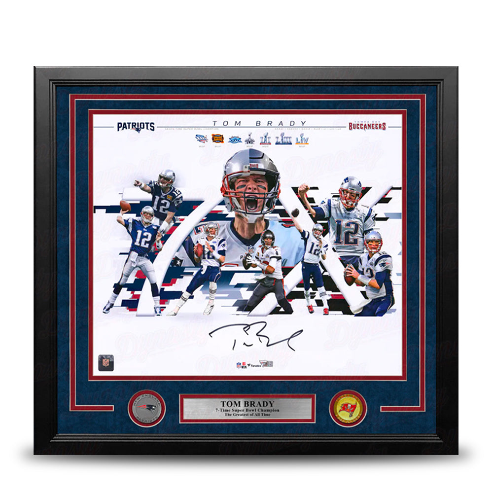 Tom Brady New England Patriots & Tampa Bay Buccaneers Autographed 16" x 20" Framed Collage Photo