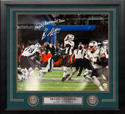 Brandon Graham Sacks Brady Philadelphia Eagles Autographed Super Bowl LII Framed Football Photo - Dynasty Sports & Framing 