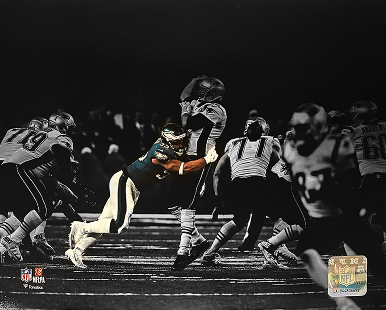 Brandon Graham Sacks Tom Brady Philadelphia Eagles 8" x 10" Super Bowl LII Blackout Football Photo