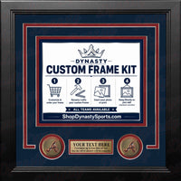 Atlanta Braves Custom MLB Baseball Picture Frame Kit with Navy Blue Matting, Red Trim, a Gold Nameplate, and Braves medallions