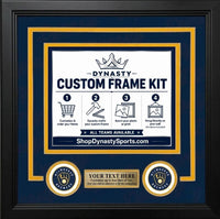 Milwaukee Brewers Custom MLB Baseball Picture Frame Kit with Navy Blue Matting, Yellow Trim, a Gold Nameplate, and Brewers logos