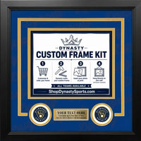 Milwaukee Brewers Custom MLB Baseball Picture Frame Kit with Blue Matting, Yellow Trim, a Gold Nameplate, and Brewers logos