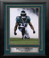 Brian Dawkins Kneeling Smoke Entrance Philadelphia Eagles 8" x 10" Framed Football Photo - Dynasty Sports & Framing 