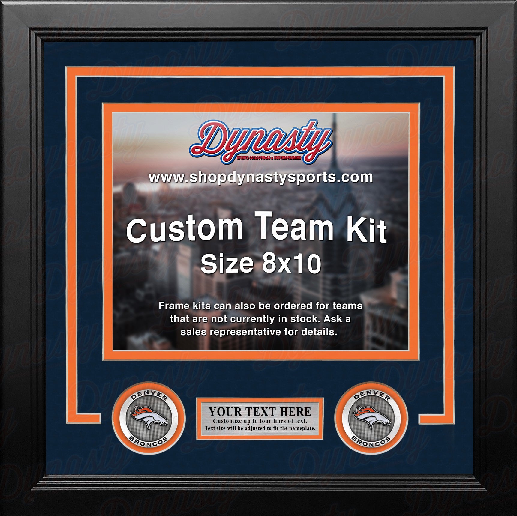 Denver Broncos Custom NFL Football 8x10 Picture Frame Kit (Multiple Colors) - Dynasty Sports & Framing 