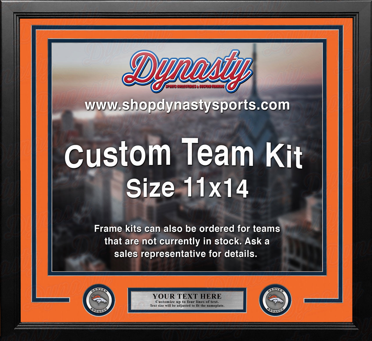Denver Broncos Custom NFL Football 11x14 Picture Frame Kit (Multiple Colors)