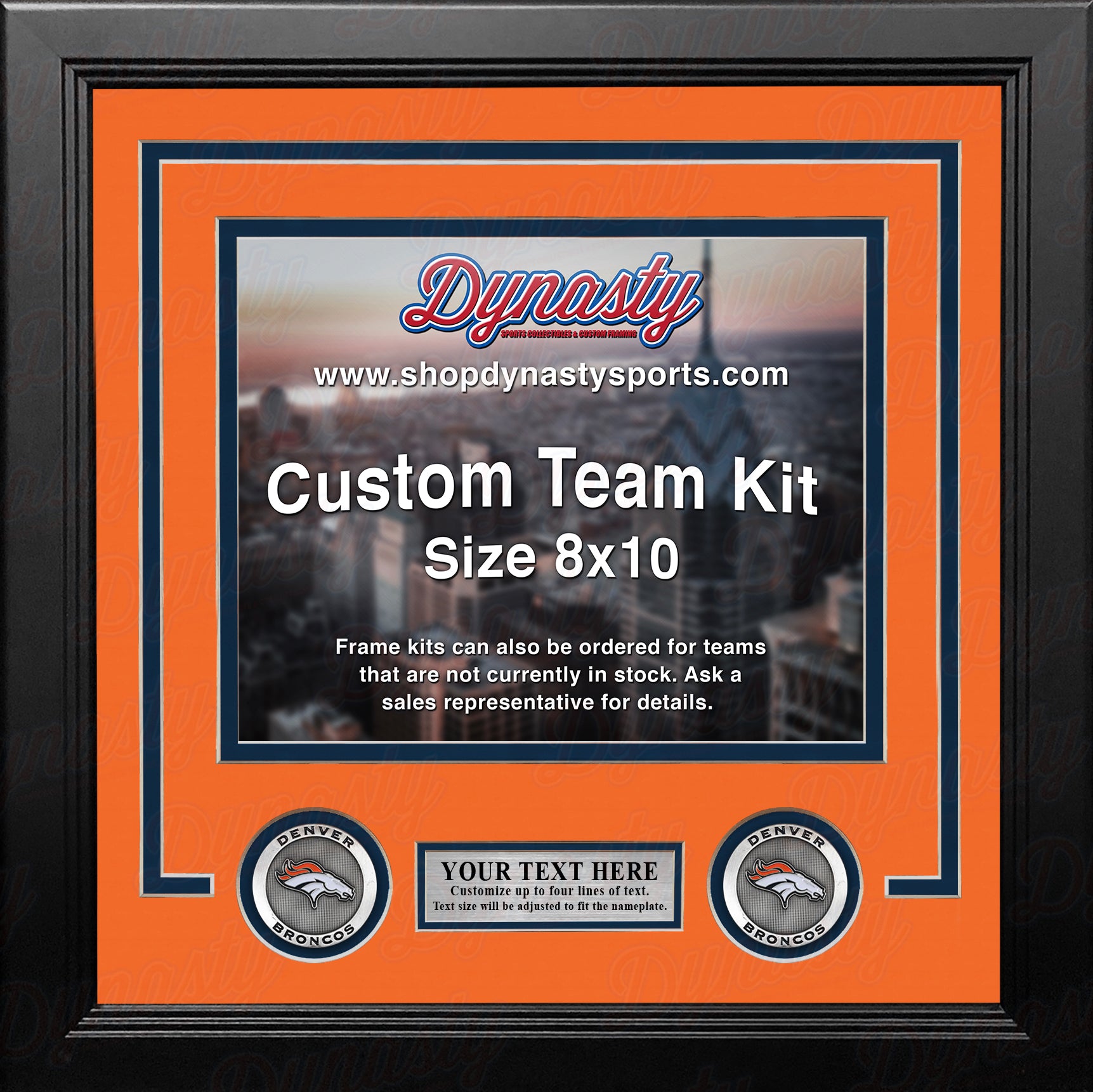 Denver Broncos Custom NFL Football 8x10 Picture Frame Kit (Multiple Colors) - Dynasty Sports & Framing 