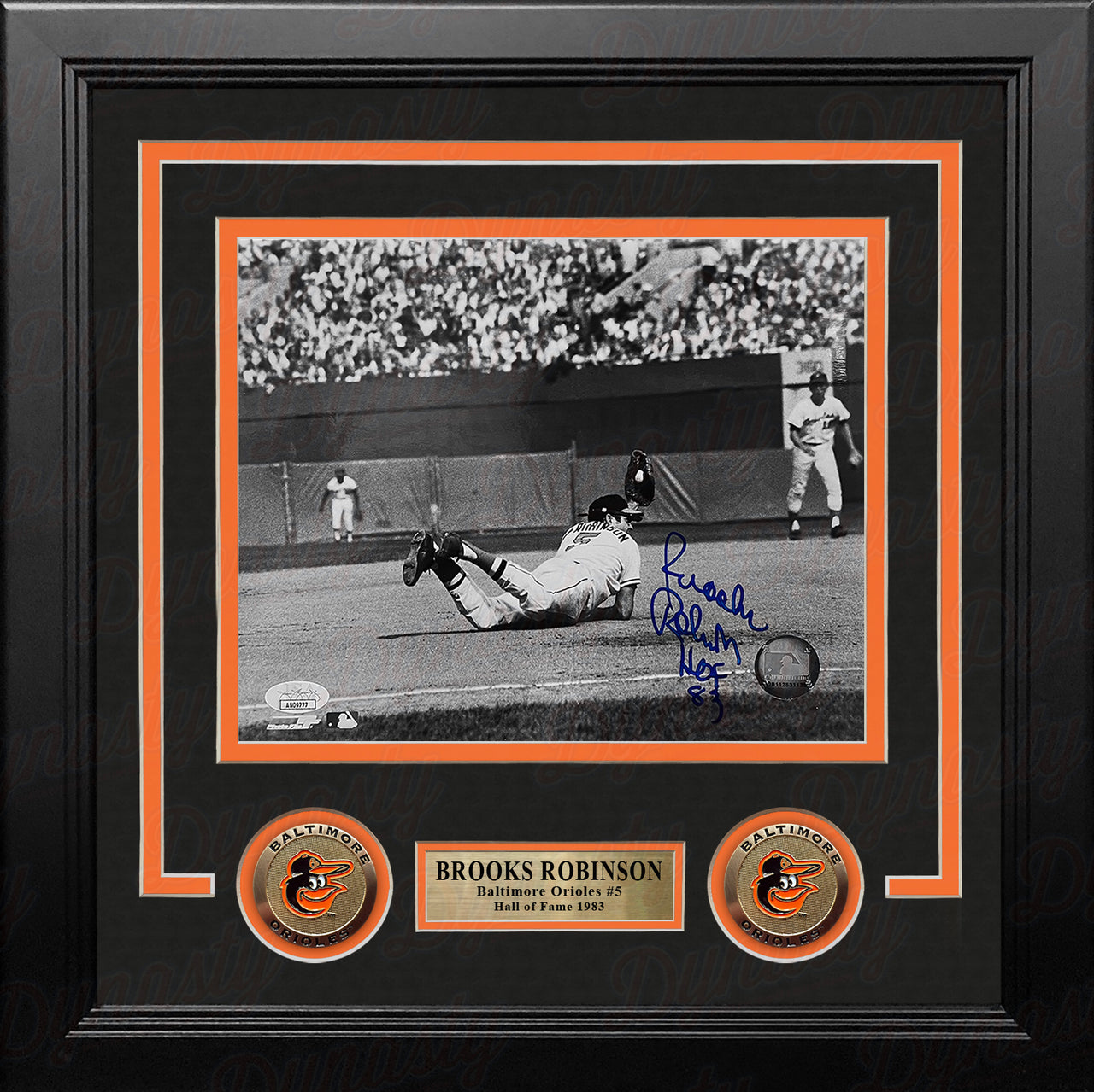 Brooks Robinson Diving Catch Baltimore Orioles Autographed 8" x 10" Framed Baseball Photo