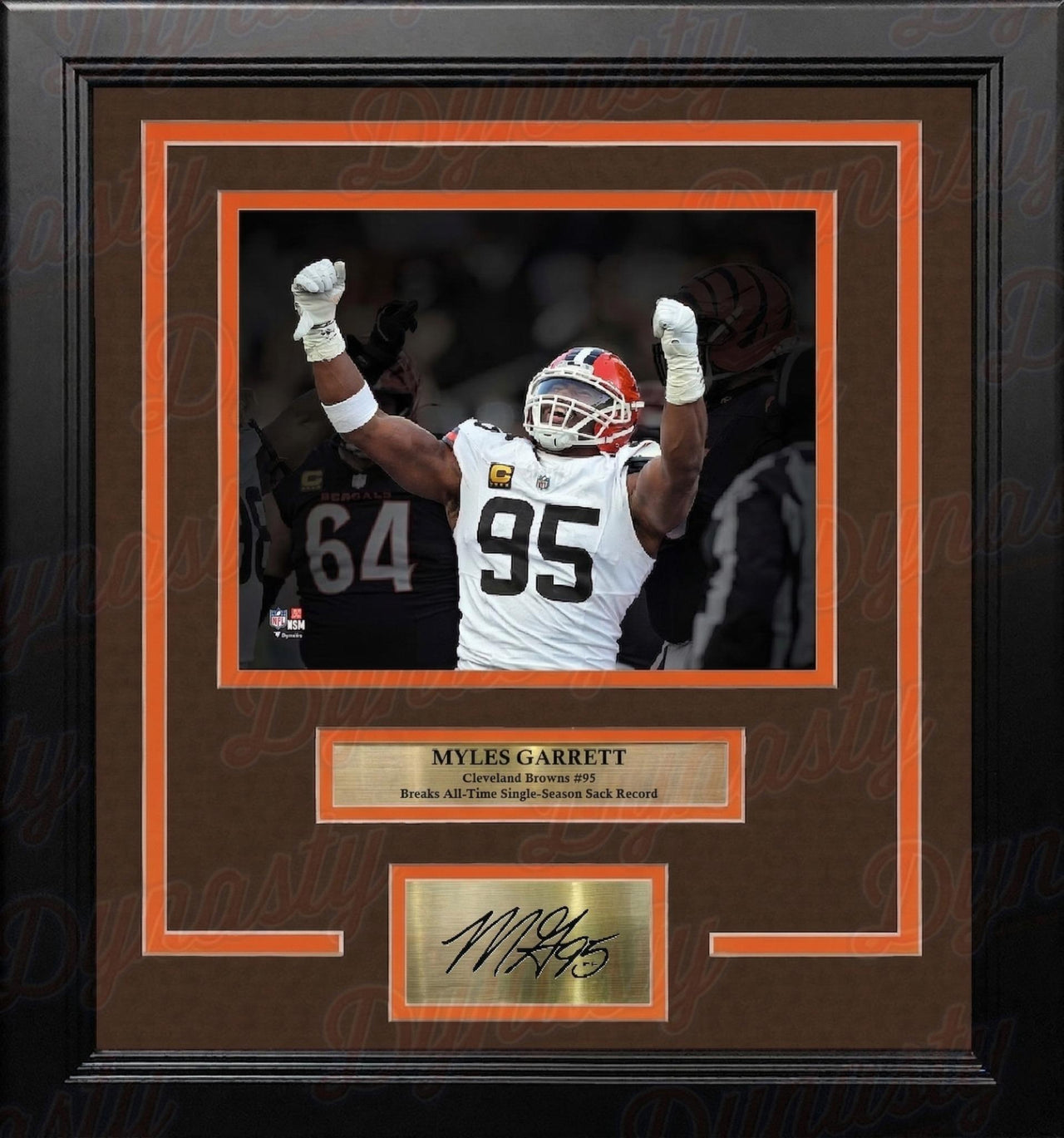 Myles Garrett Sack Record Cleveland Browns 8" x 10" Framed Football Photo with Engraved Autograph