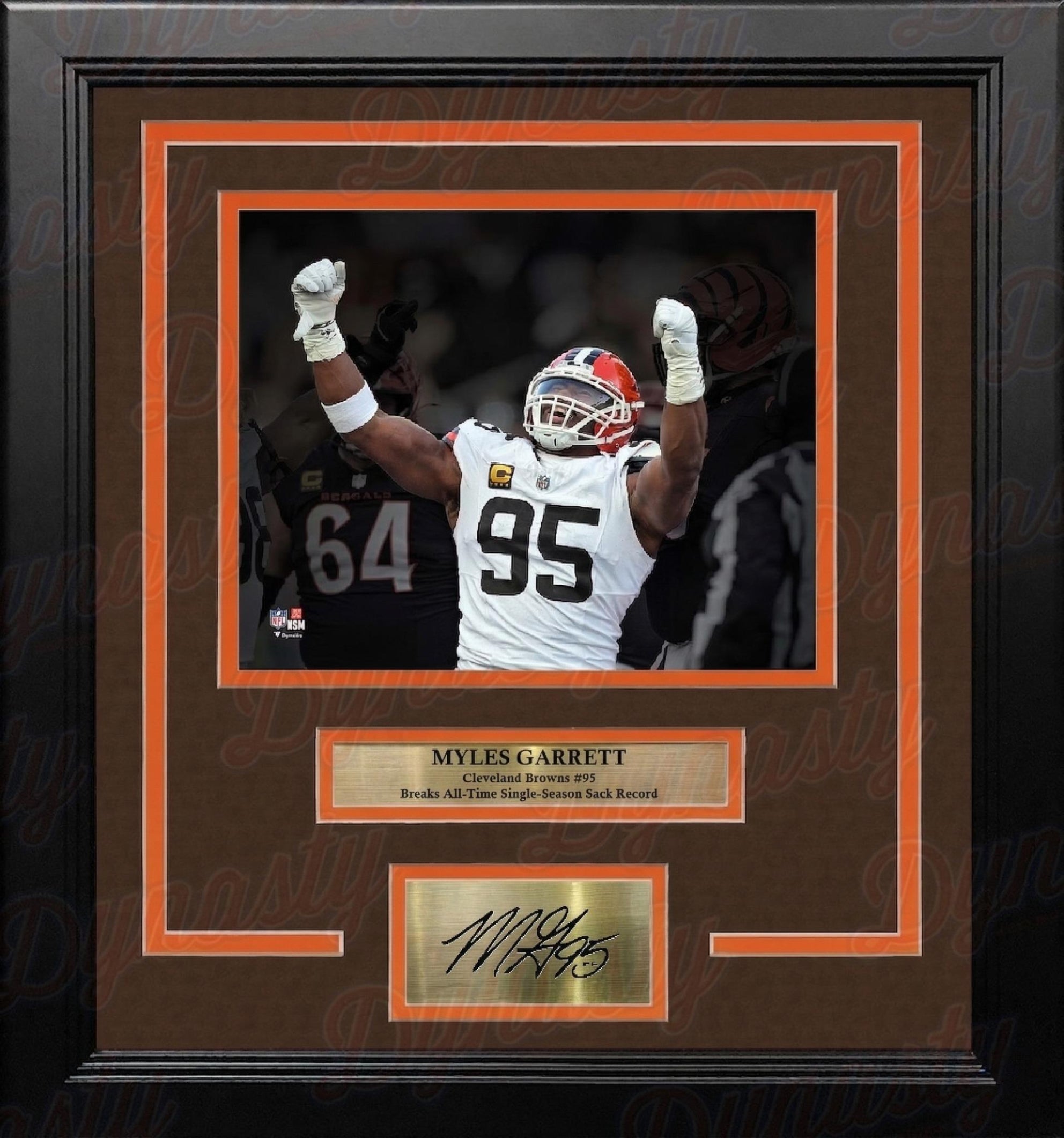 Myles Garrett Sack Record Cleveland Browns 8" x 10" Framed Football Photo with Engraved Autograph