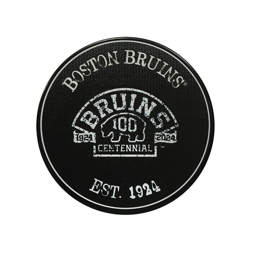Boston Bruins Centennial Primary Logo Stamp Puck