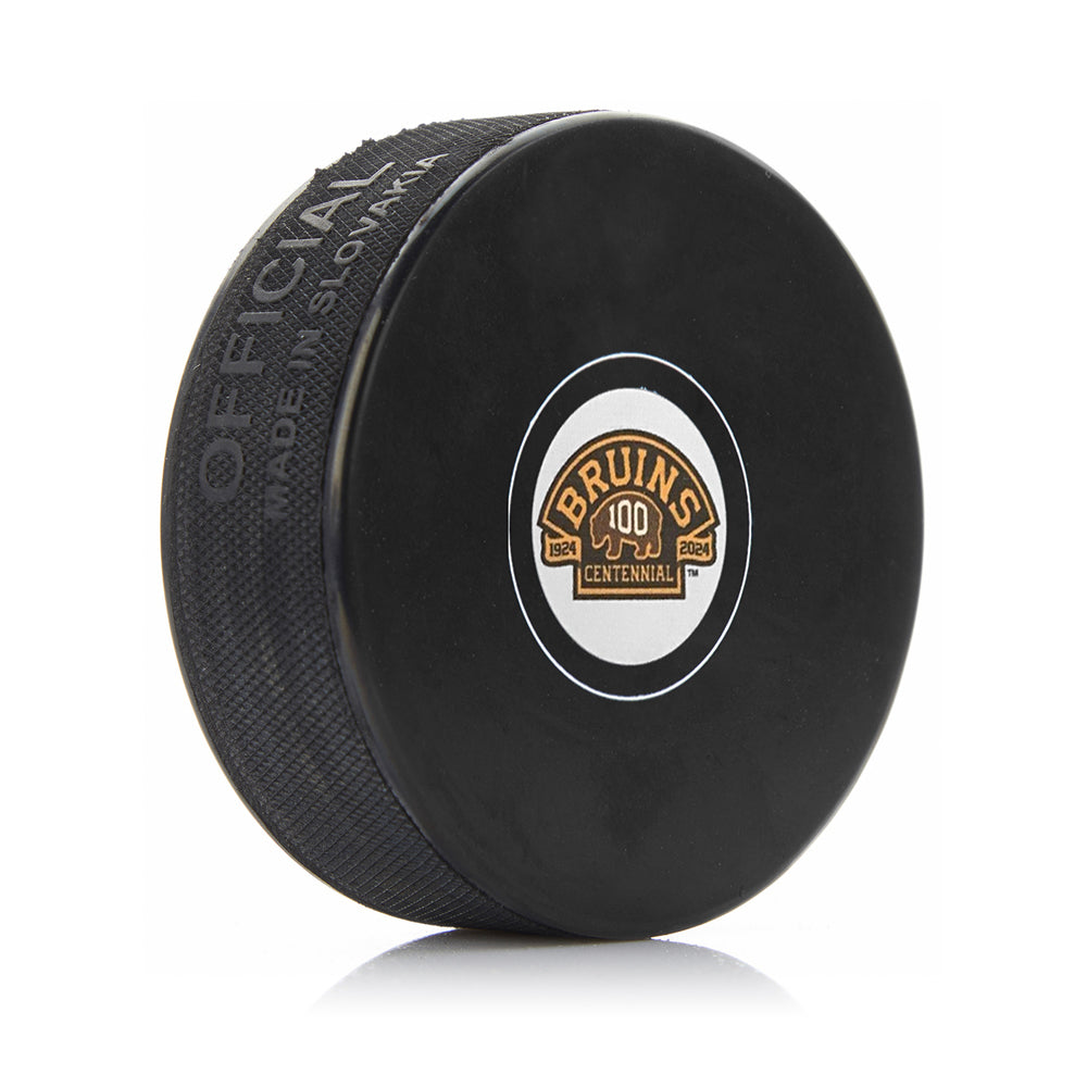 Boston Bruins 100th Anniversary Autograph Model Logo Hockey Puck