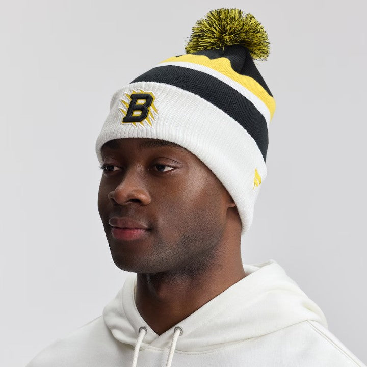 Boston Bruins Black 2026 NHL Stadium Series Authentic Pro Cuffed Knit Hat with Pom