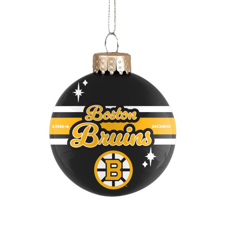 Boston Bruins 2025 Holiday Glass Ball Ornament