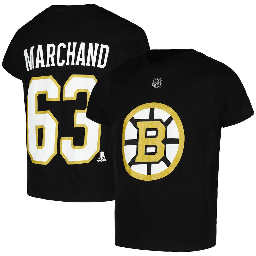 Brad Marchand Boston Bruins Youth Name & Number T-Shirt - Black