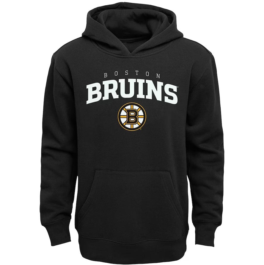 Boston Bruins Youth Team Lock Up Pullover Hoodie - Black