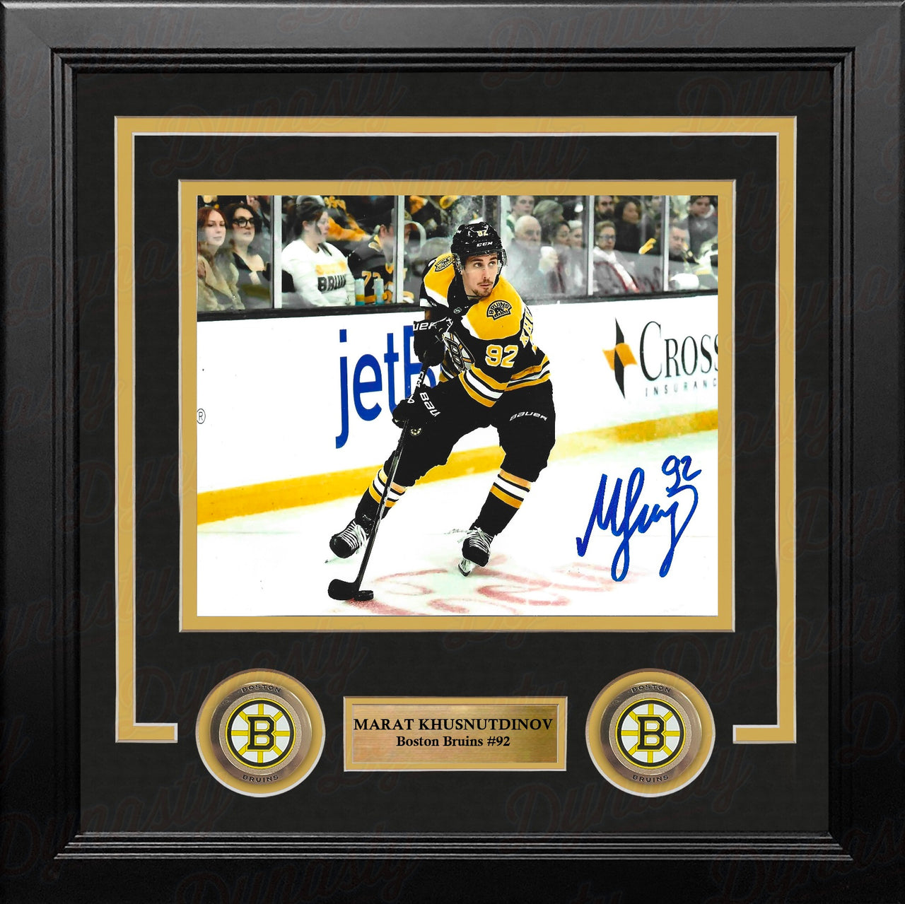 Marat Khusnutdinov in Action Boston Bruins Autographed 8" x 10" Framed Hockey Photo