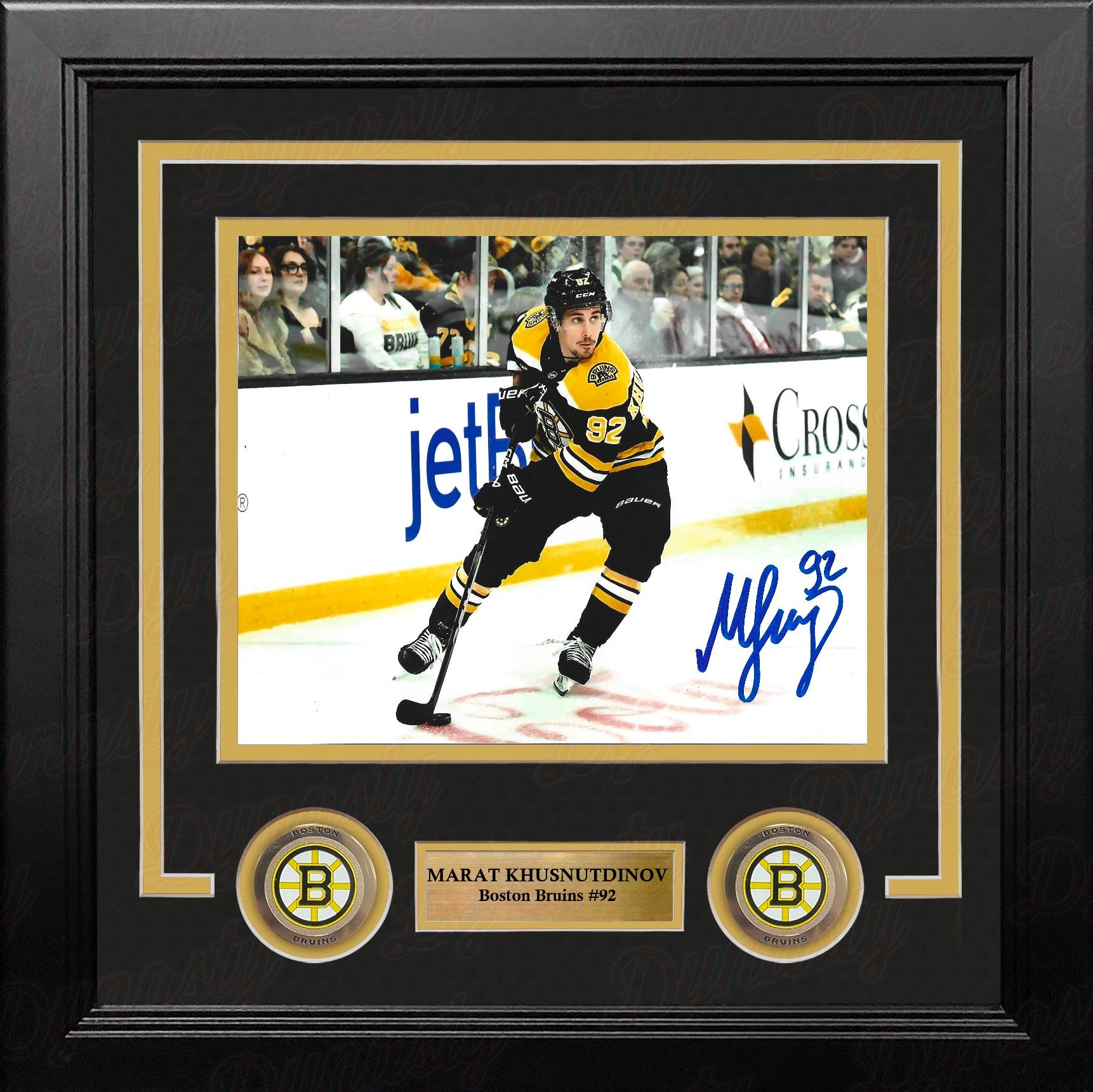 Marat Khusnutdinov in Action Boston Bruins Autographed 8" x 10" Framed Hockey Photo