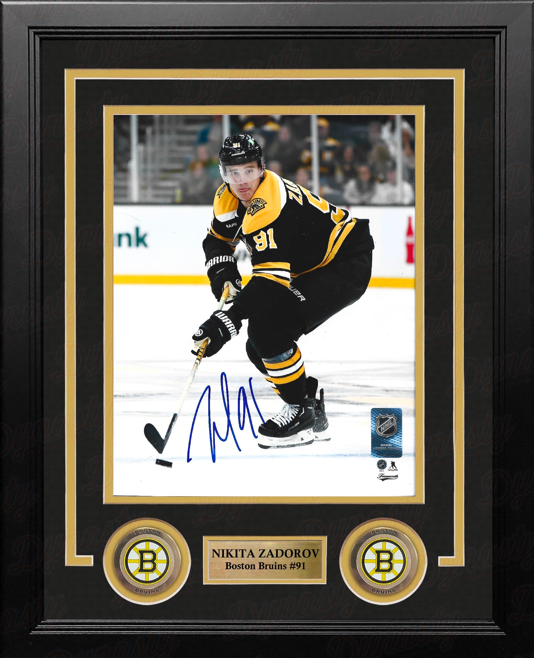 Nikita Zadorov in Action Boston Bruins Autographed 8" x 10" Framed Hockey Photo