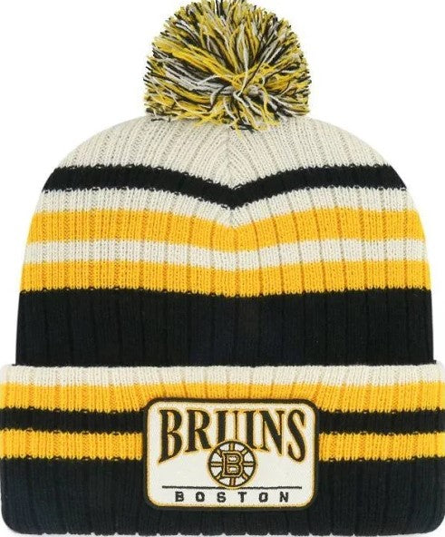Boston Bruins Streak Knit Hat with Pom