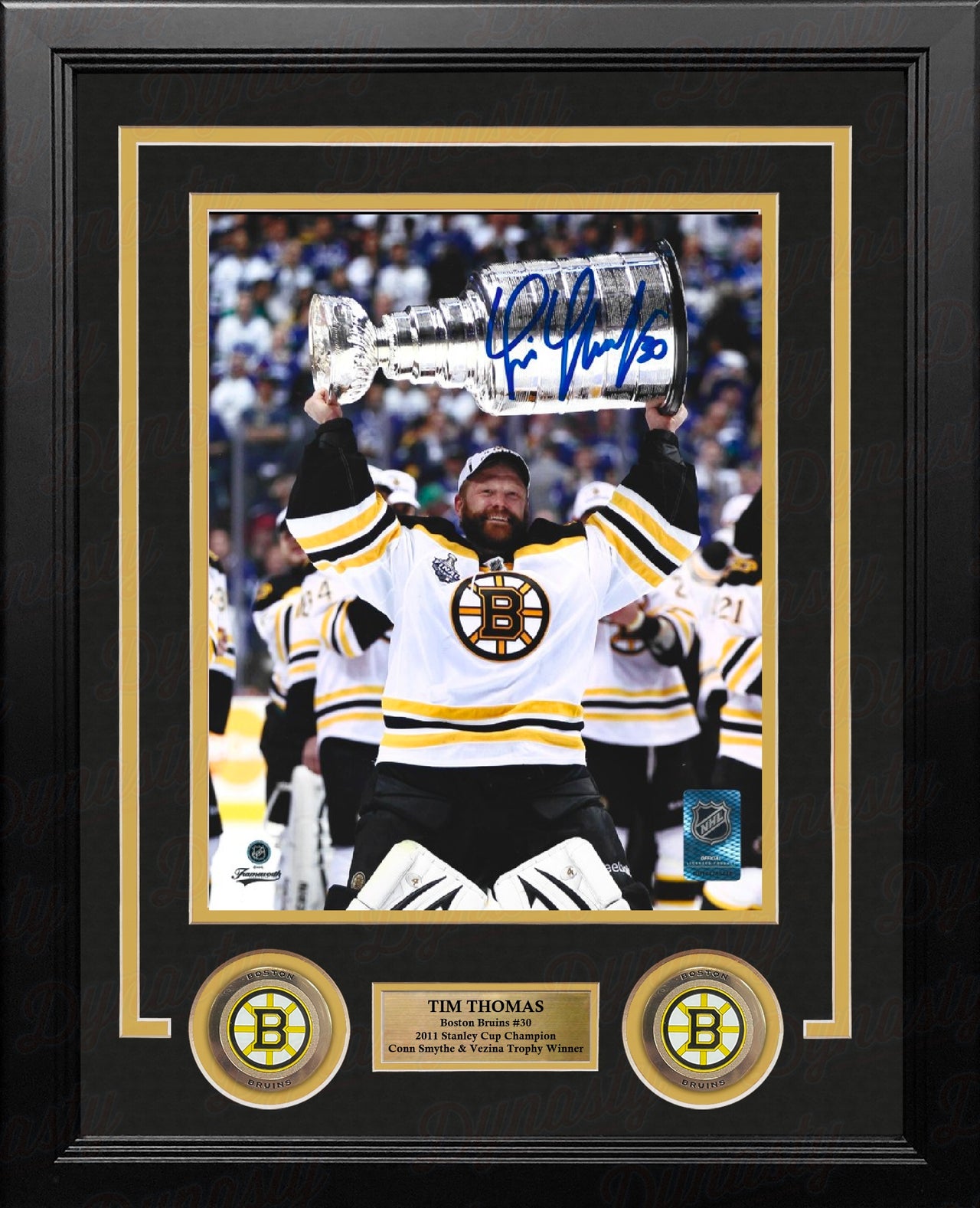 Tim Thomas 2011 Stanley Cup Champions Boston Bruins Autographed 8" x 10" Framed Hockey Photo