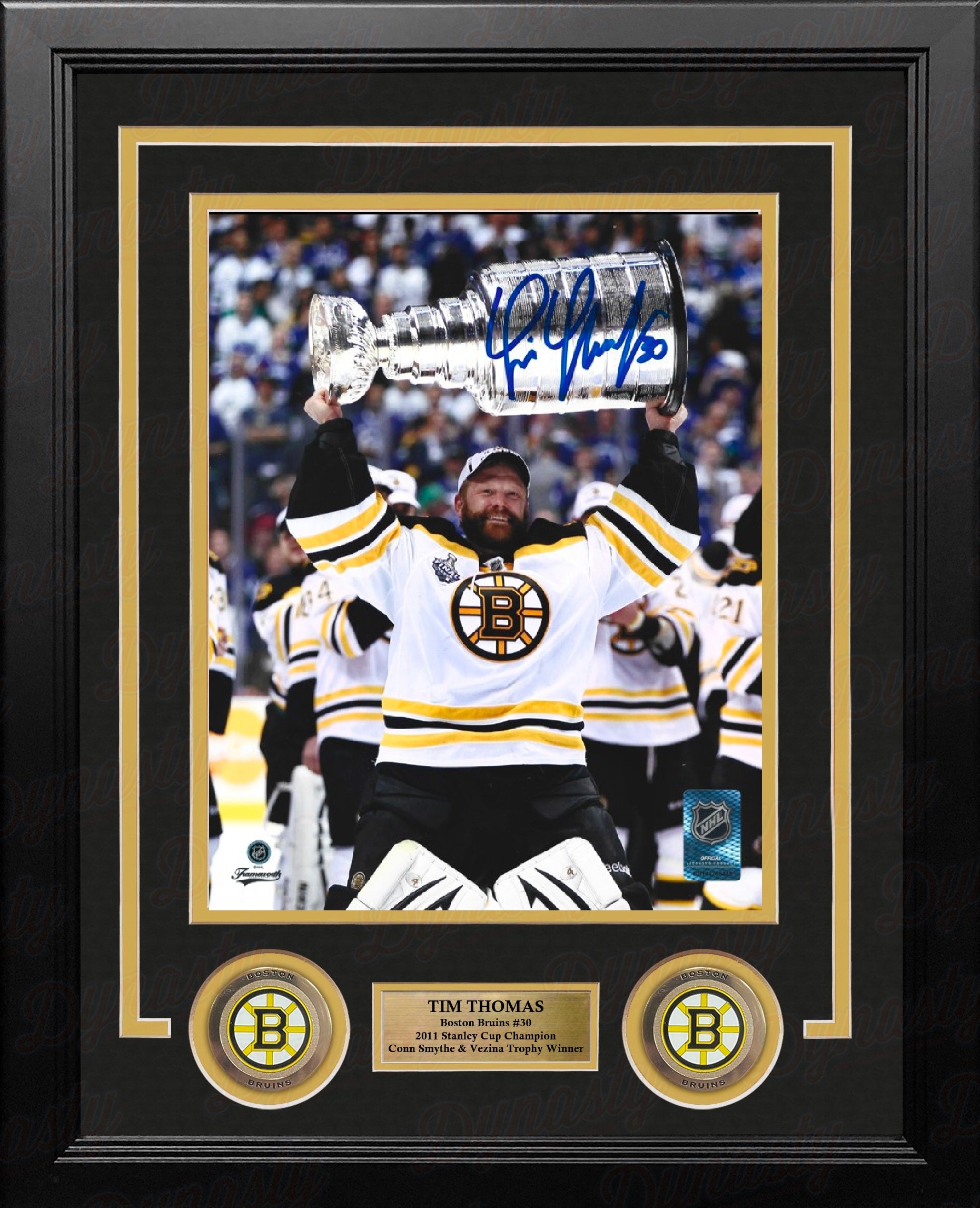 Tim Thomas 2011 Stanley Cup Champions Boston Bruins Autographed 8" x 10" Framed Hockey Photo
