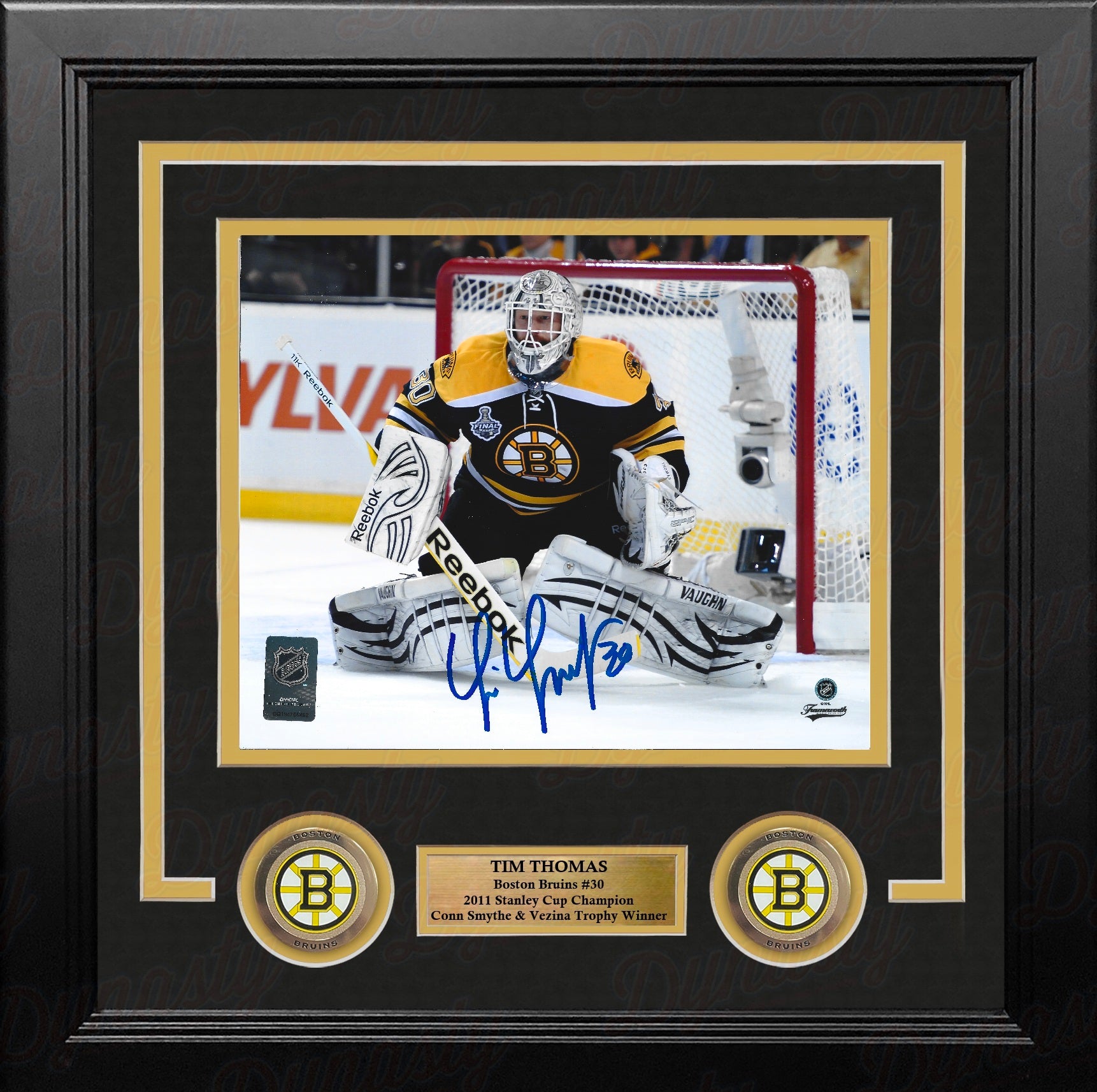 Tim Thomas 2011 Stanley Cup Finals Action Boston Bruins Autographed 8" x 10" Framed Hockey Photo