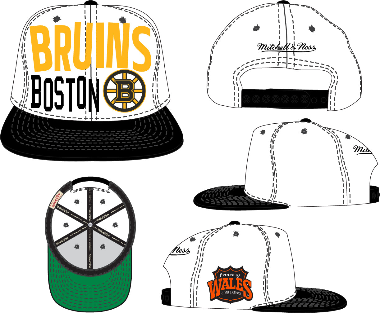 Boston Bruins Mitchell & Ness Toss Up Snapback Vintage Hat