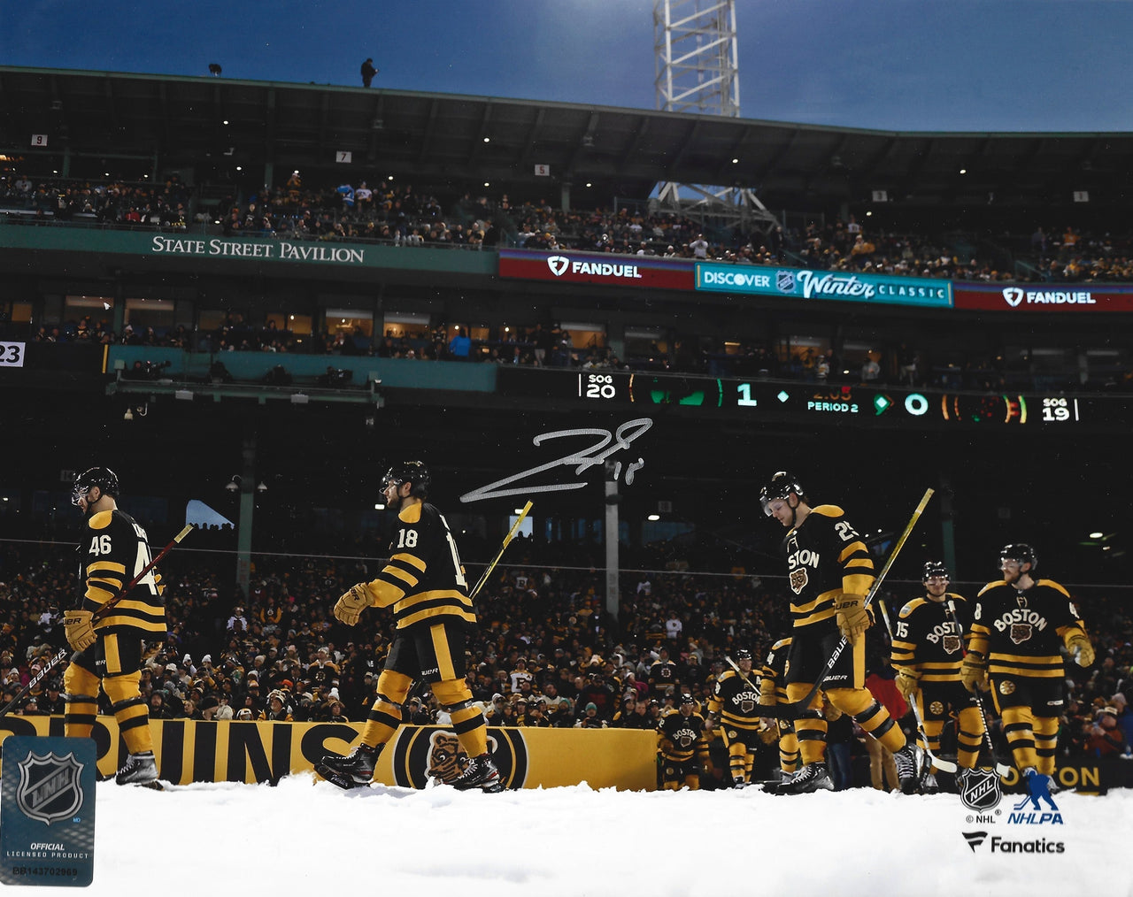 Pavel Zacha Autographed 2023 Winter Classic Walking Into Fenway Park Photo - Dynasty Sports & Framing 