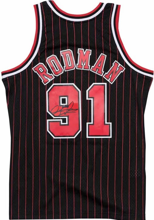 Dennis Rodman Chicago Bulls Autographed Black Mitchell & Ness Basketball Jersey