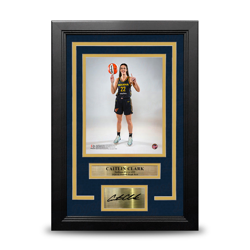 Caitlin Clark Number One Draft Pose Indiana Fever 8x10 Framed WNBA Photo with Engraved Autograph