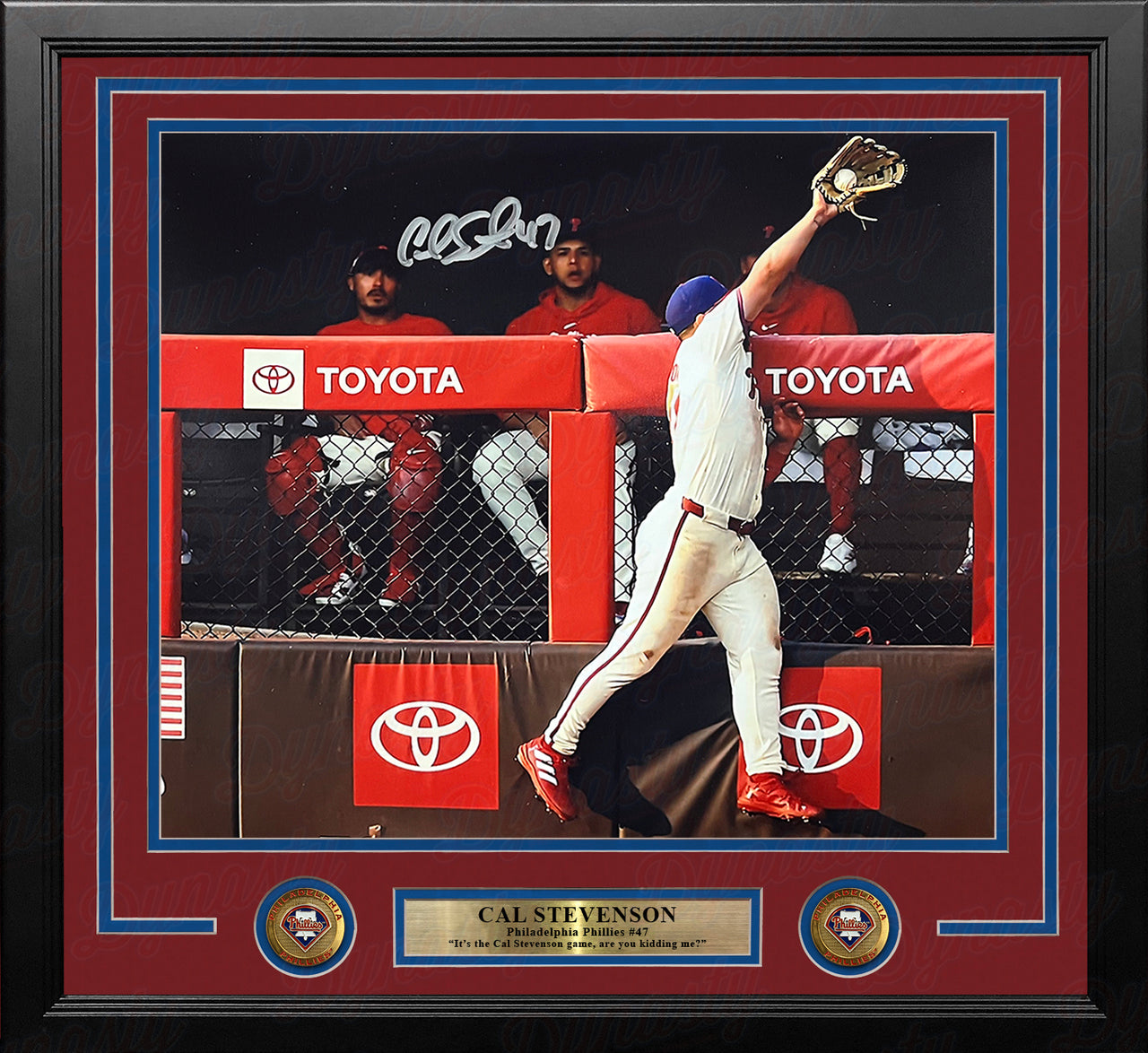 Cal Stevenson Robs the Mets Philadelphia Phillies Autographed 11" x 14" Framed Baseball Photo
