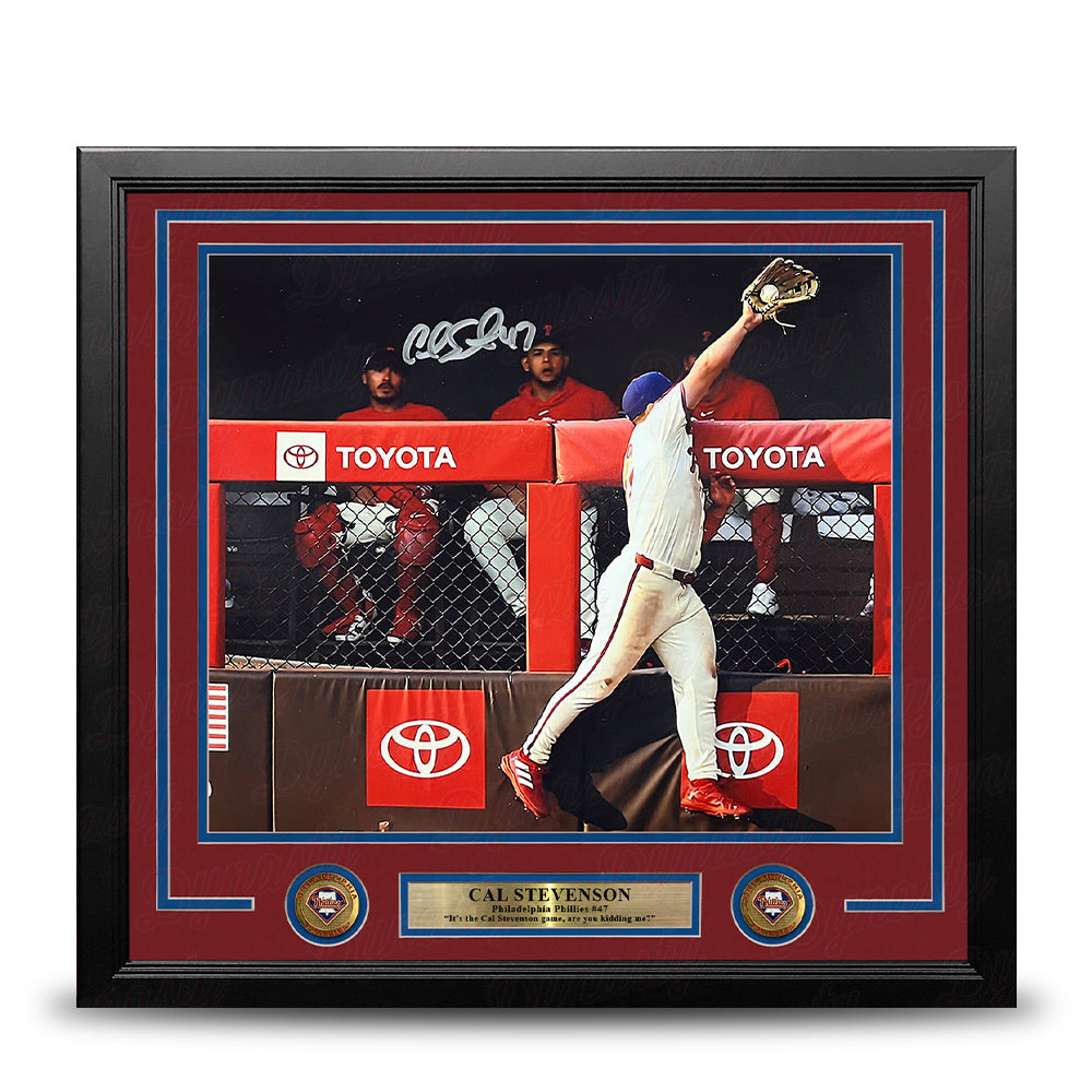 Cal Stevenson Robs the Mets Philadelphia Phillies Autographed 11" x 14" Framed Baseball Photo
