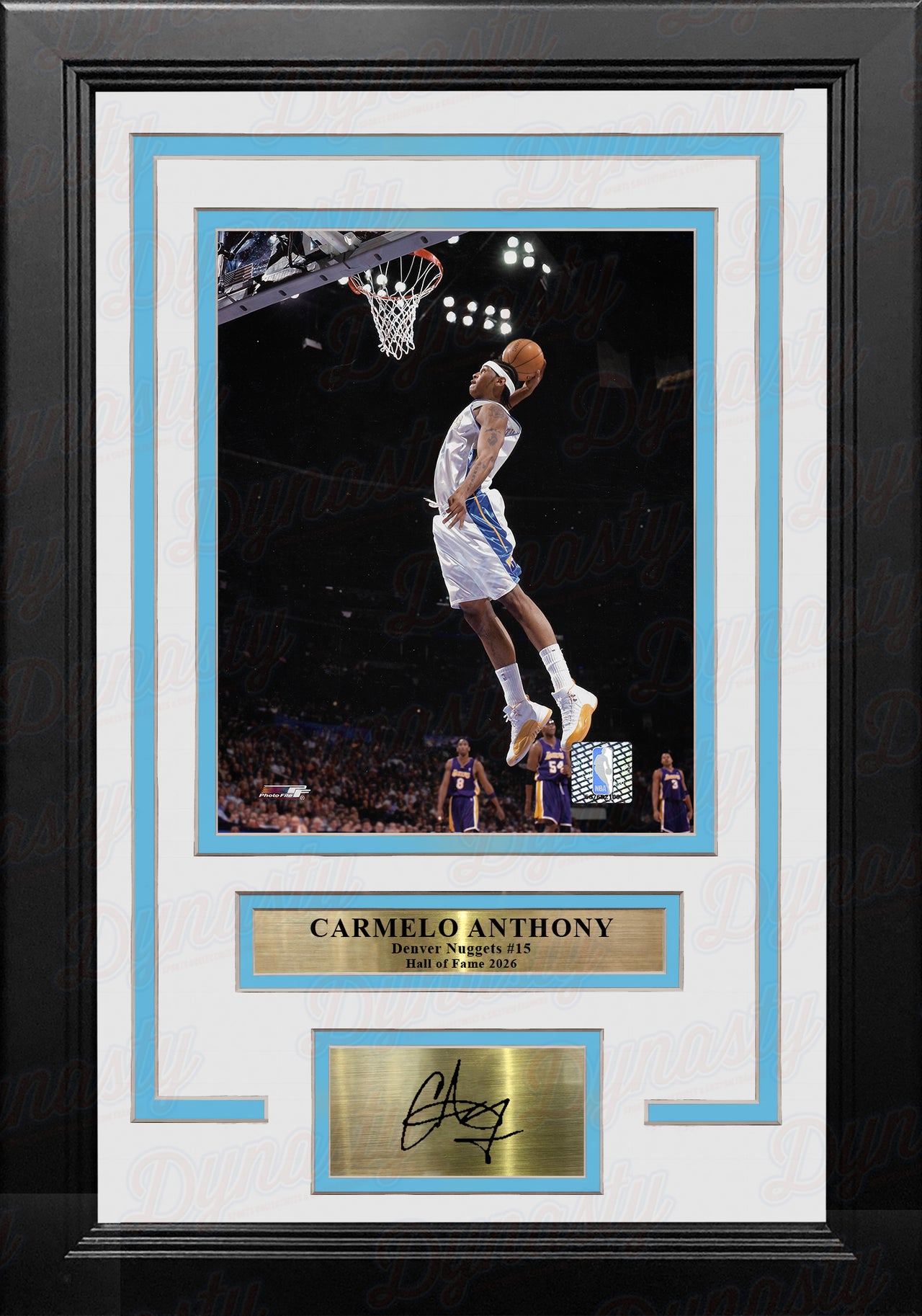 Carmelo Anthony Slam Dunk Denver Nuggets 8x10 Framed Basketball Photo with Engraved Autograph - Dynasty Sports & Framing