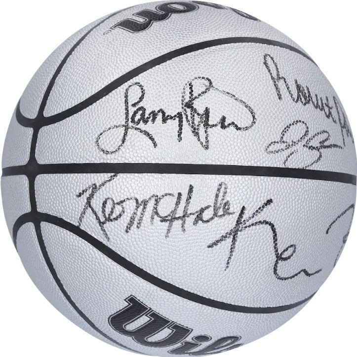 Boston Celtics Autographed 75th Ann. Platinum Basketball - Bird/Parish/McHale/Garnett/Pierce/Allen