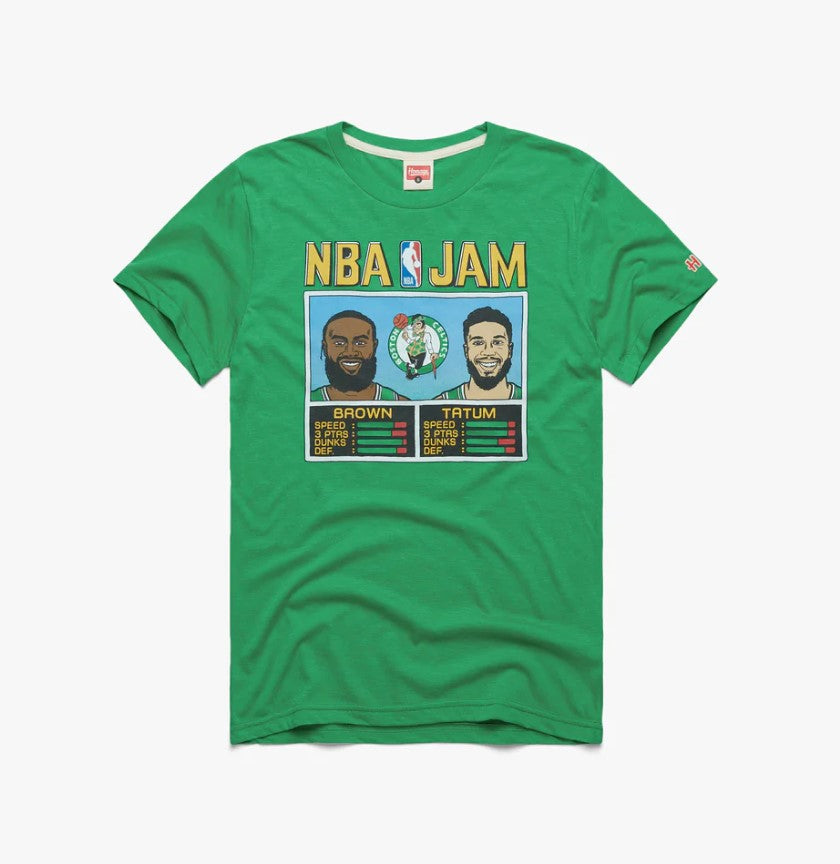 Jaylen Brown & Jayson Tatum Boston Celtics Homage NBA Jam T-Shirt – Heathered Green