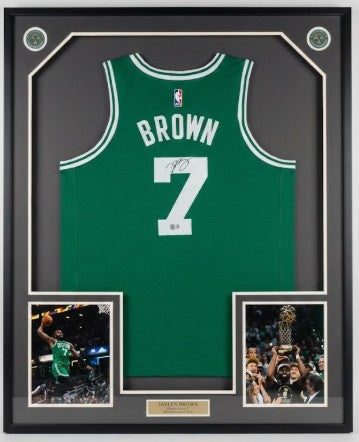 Jaylen Brown Boston Celtics Autographed Framed Licensed Green Basketball Jersey