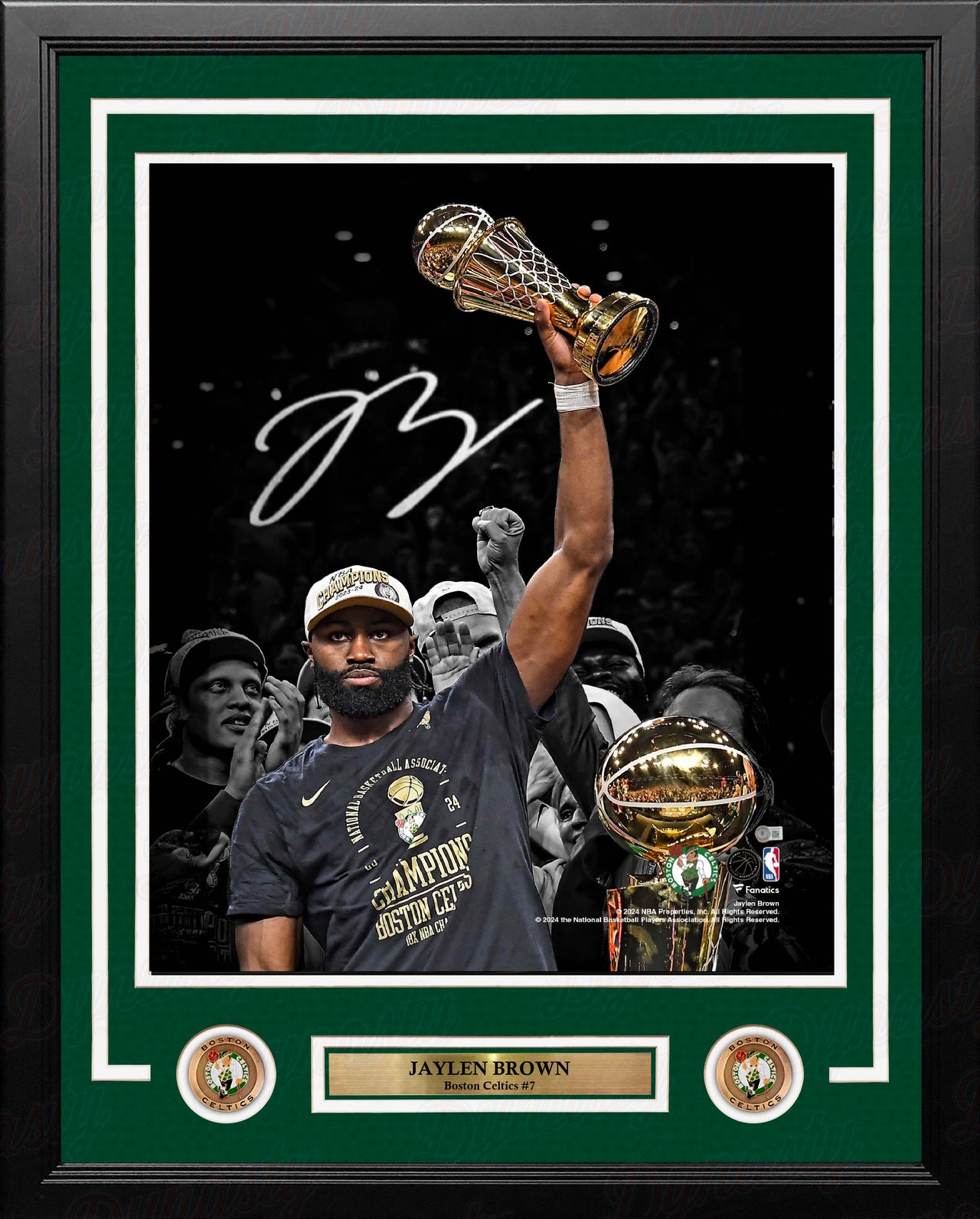 Jaylen Brown Trophy Raise Boston Celtics Autographed 16" x 20" Framed Basketball Photo