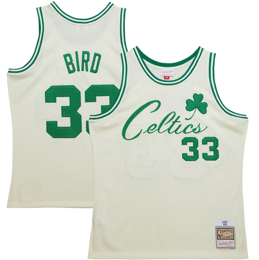 Larry Bird Boston Celtics Mitchell & Ness Chainstitch Swingman Jersey - Cream