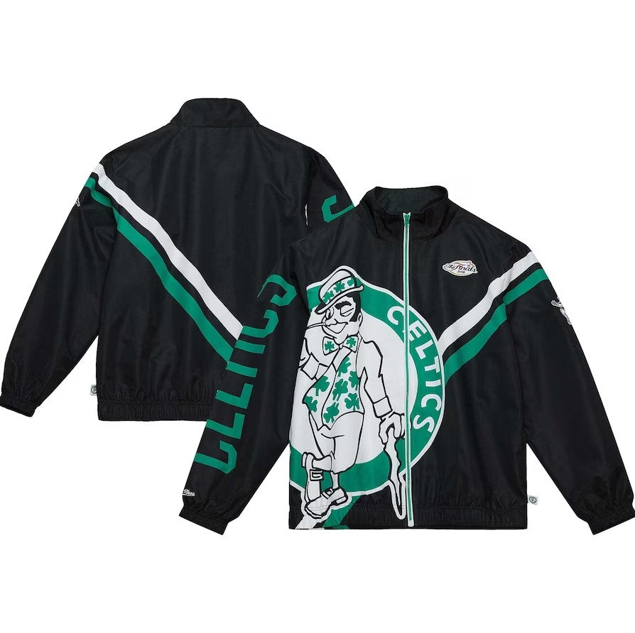 Boston Celtics Mitchell & Ness Black Exploded Logo Warm-Up Full-Zip Jacket - Dynasty Sports & Framing 