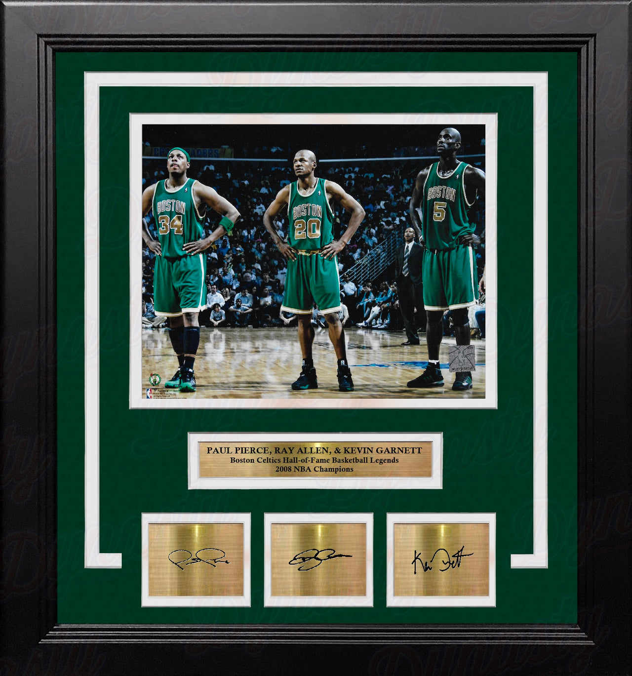 Paul Pierce, Ray Allen & Kevin Garnett Boston Celtics 8" x 10" Framed Photo with Engraved Autographs